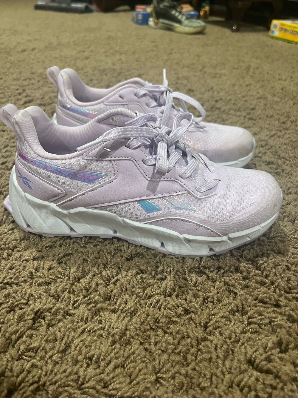 Reebok Kids Lavender Sneakers with Iridescent Blue Accents